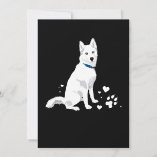 Cute White Siberian Husky - Sweet White Snow Dog Holiday Card