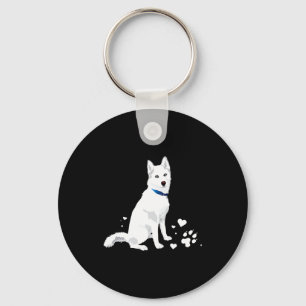 Cute White Siberian Husky Sweet White Snow Dog Key Ring