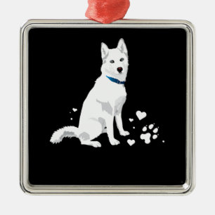 Cute White Siberian Husky - Sweet White Snow Dog Metal Ornament