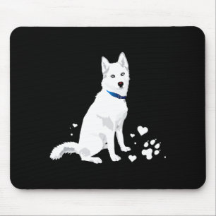 Cute White Siberian Husky Sweet White Snow Dog Mouse Pad
