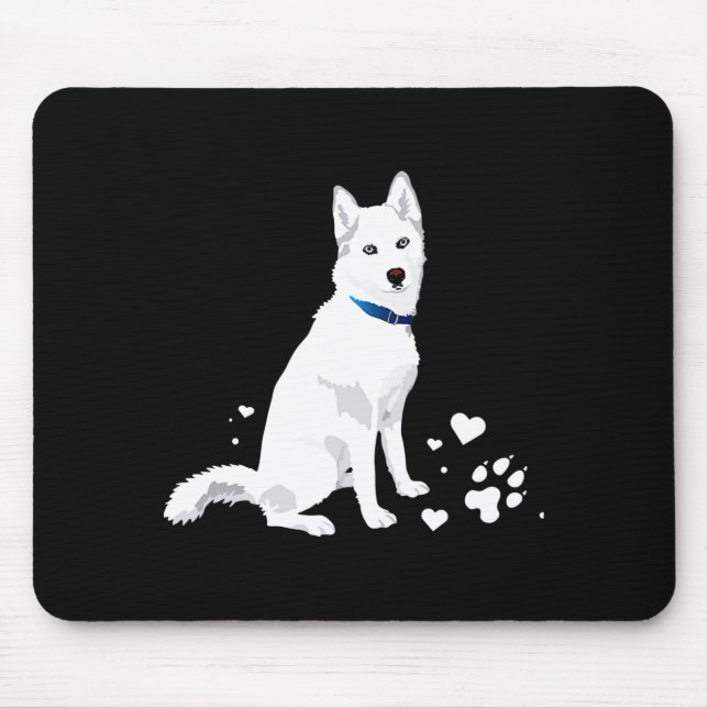 Cute White Siberian Husky Sweet White Snow Dog  Mouse Pad (Front)