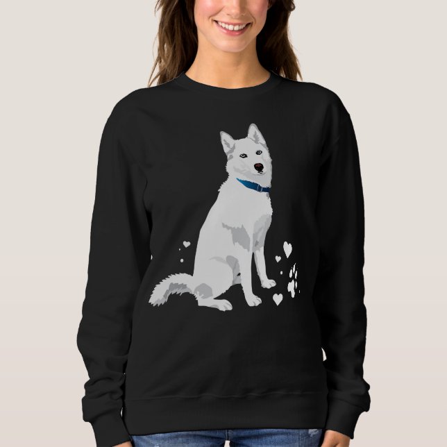 Cute White Siberian Husky - Sweet White Snow Dog Sweatshirt (Front)