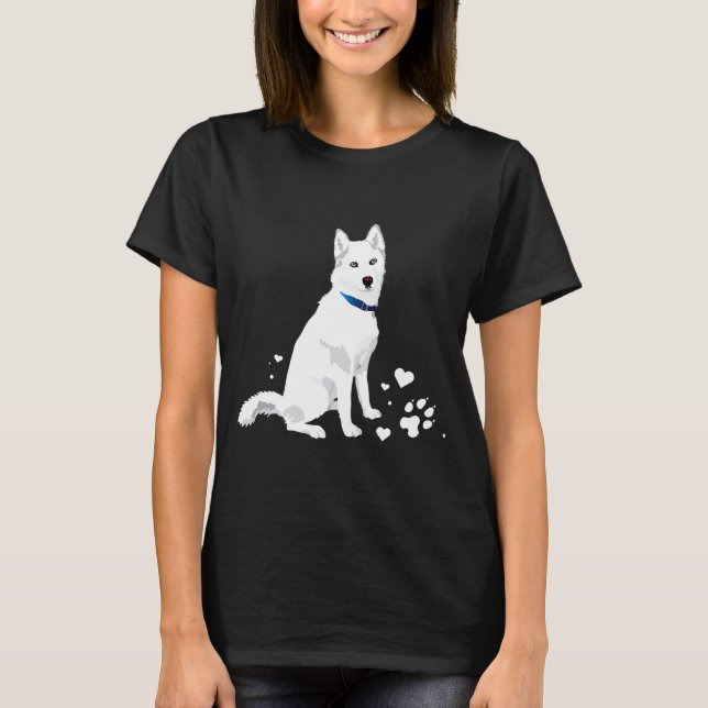 Cute White Siberian Husky Sweet White Snow Dog  T-Shirt (Front)