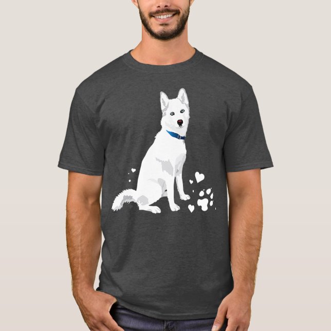 cute white Siberian Husky  sweet white Snow dog T-Shirt (Front)