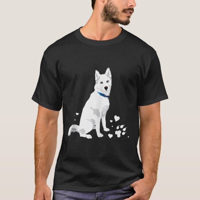 Cute White Siberian Husky  Sweet White Snow Dog Ta T-Shirt (Front)