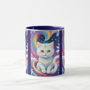 Cute White Snow Christmas Cat Mug