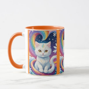 Cute White Snow Christmas Cat Mug