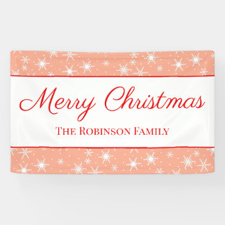 Cute White Snowflake Blush Pink Merry Christmas Banner