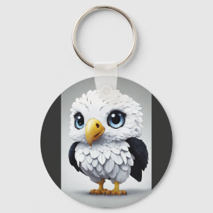 Cute White Spotted Eagle Cartoon Key Ring