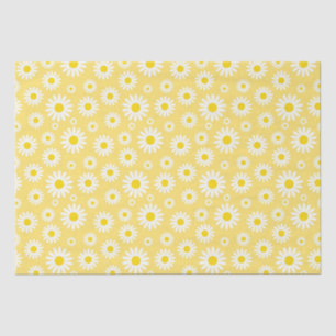 Cute White Spring Daisies on Yellow Tissue Paper