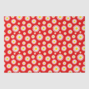 Cute White Summer Daisies on Red Tissue Paper