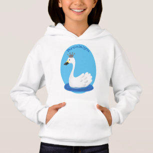 Cute white swan with crown cartoon