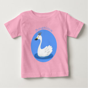 Cute white swan with crown cartoon baby T-Shirt