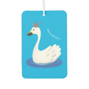 Cute white swan with crown cartoon car air freshener
