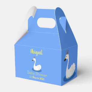Cute white swan with crown cartoon favour box
