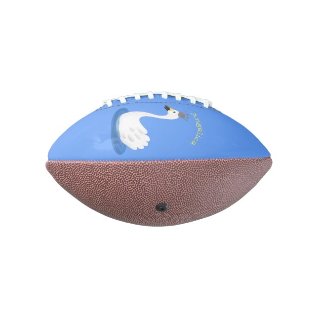 Cute white swan with crown cartoon football (Rotated 270)