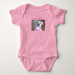 Cute White Sweet Puppy Dog Mummy Pink Baby Bodysuit