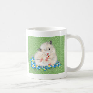Cute white Syrian hamster accessories, green polka Coffee Mug