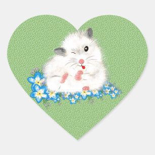 Cute white Syrian hamster accessories, green polka Heart Sticker