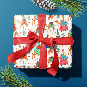 Cute White Three Wise Men Christmas Wrapping Paper