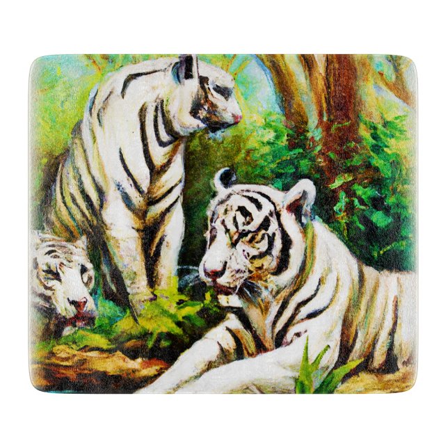 Cute White Tigers In The Jungle. Buy Now Cutting Board (Front)