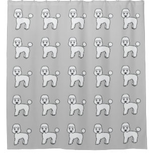 Cute White Toy Poodle Dogs Pattern Shower Curtain