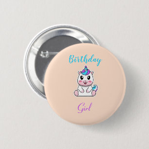 Cute white unicorn pink 6 cm round badge