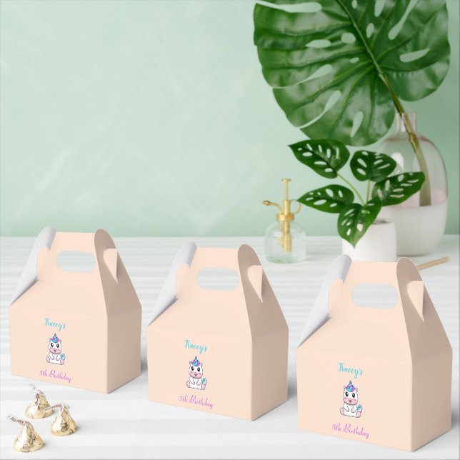 Cute white unicorn pink favour box (Multiple)