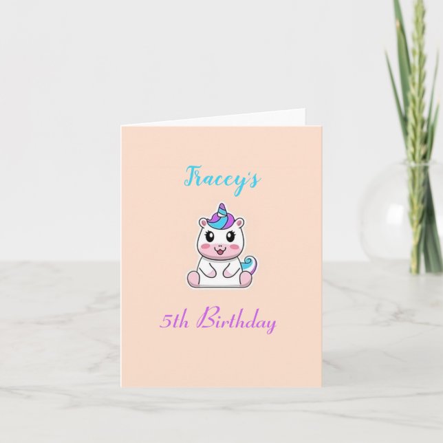 Cute white unicorn pink thank you card (Front)