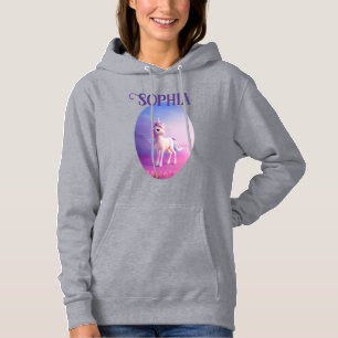 Cute White Unicorn With Pink & Blue Mane Hoodie