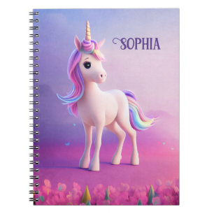 Cute White Unicorn With Pink & Blue Mane Notebook