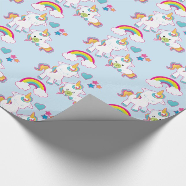 Cute White Unicorns Magical Mama & Baby Wrapping Paper (Corner)