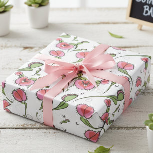 Cute White Venus Flytrap Stuck on Your Love Wrapping Paper