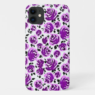 Cute white violet roses patterns iPhone 11 case