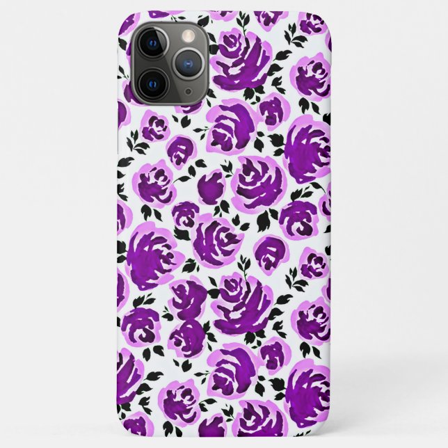 Cute white violet roses patterns Case-Mate iPhone case (Back)