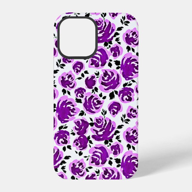 Cute white violet roses patterns iPhone case (Back)