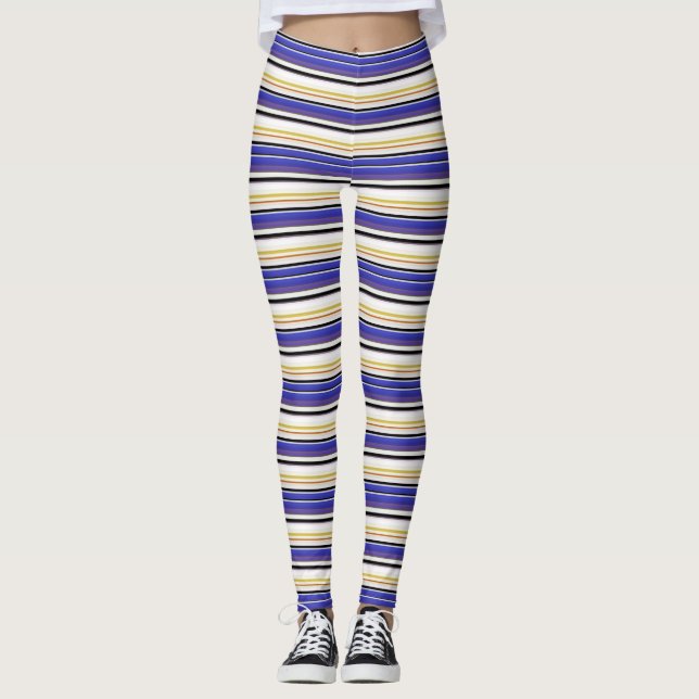Cute white violet stripes leggings (Front)