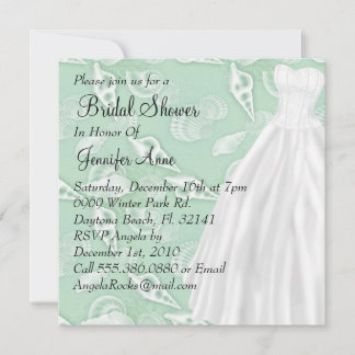Cute White Wedding Gown Bridal Shower Invite