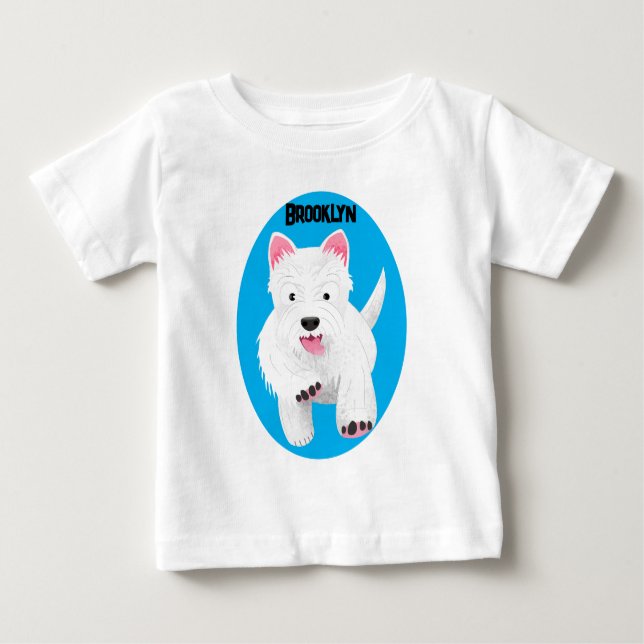 Cute white west highland terrier cartoon baby T-Shirt (Front)