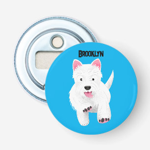 Cute white west highland terrier cartoon bottle opener