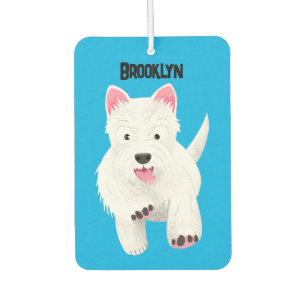 Cute white west highland terrier cartoon car air freshener