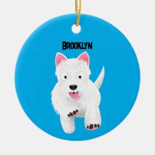 Cute white west highland terrier cartoon ceramic ornament