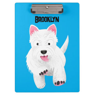 Cute white west highland terrier cartoon clipboard