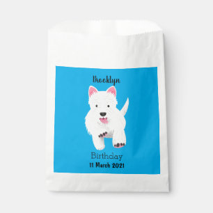 Cute white west highland terrier cartoon favour bag