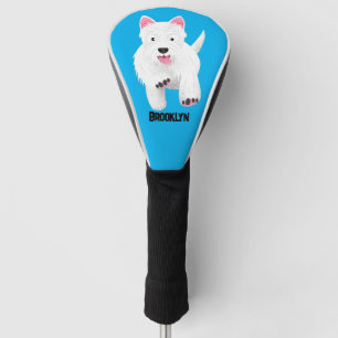 Cute white west highland terrier cartoon golf head cover