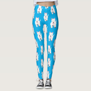 Cute white west highland terrier cartoon leggings