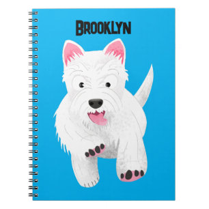 Cute white west highland terrier cartoon notebook