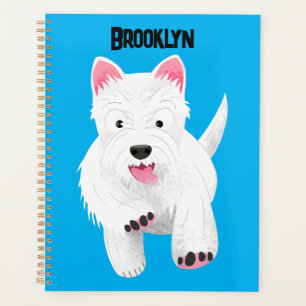 Cute white west highland terrier cartoon planner