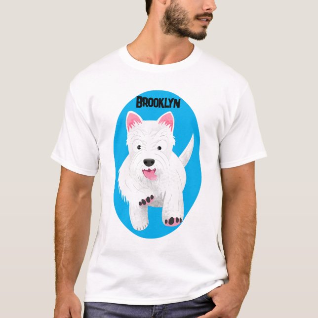 Cute white west highland terrier cartoon T-Shirt (Front)