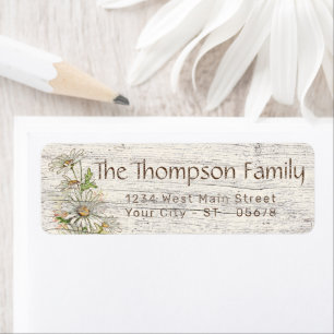Cute White Yellow Shabby Chic Daisy Art Flowers Return Address Label